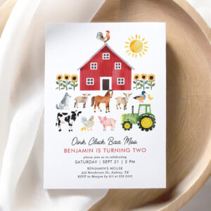 Farm Barnyard Animals Birthday Invitation