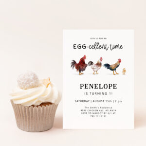 Farm Chicken EGG-cellent Birthday Invitation