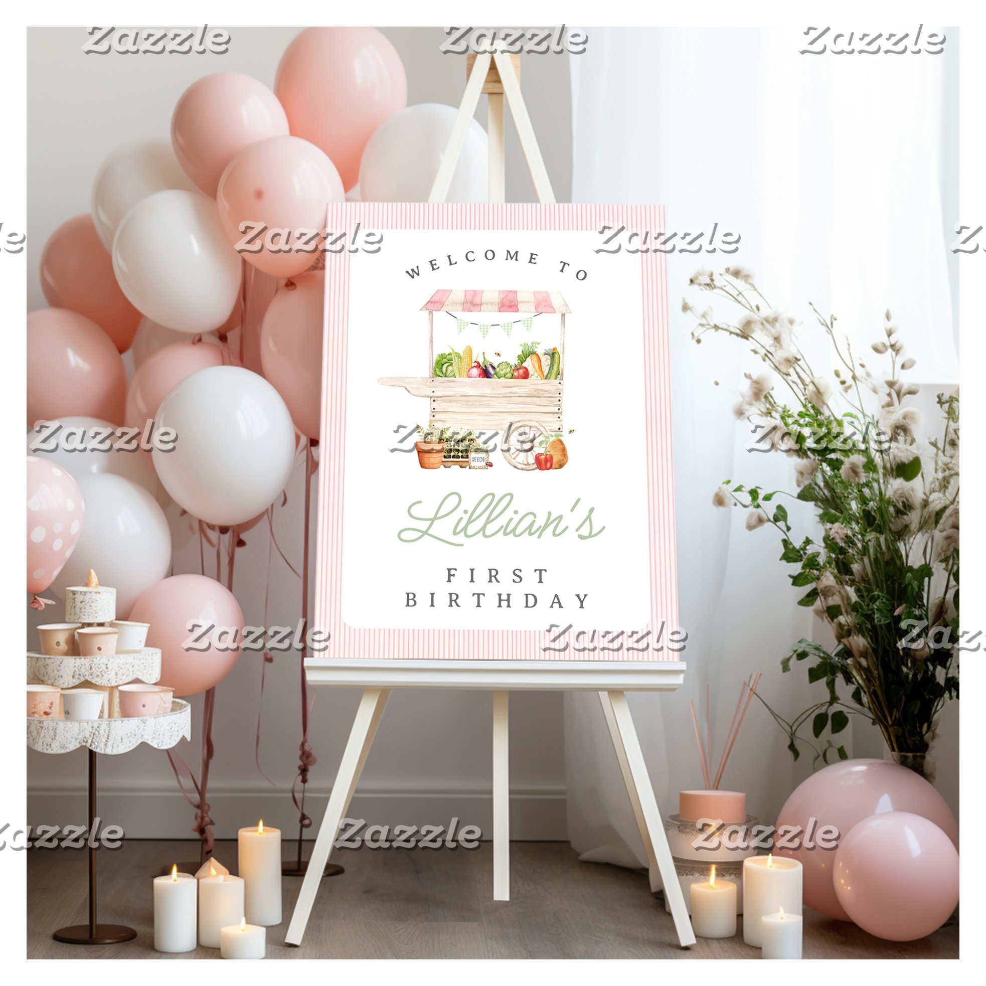 Farmers Market Vegetable Stand Birthday Welcome Poster