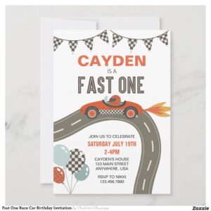 Fast One Race Car Birthday Invitation