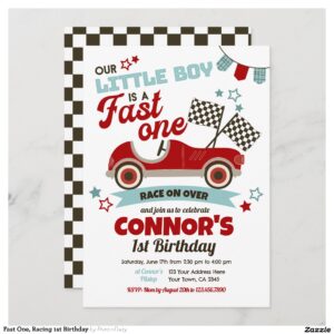 Fast One, Racing 1st Birthday Invitation