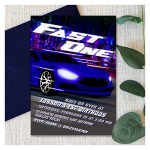 Fast One Racing 1st Birthday Invitation