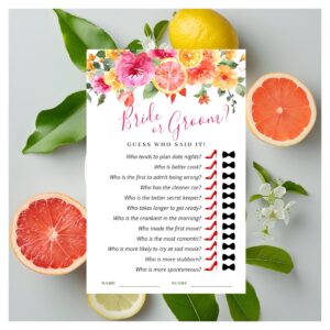 Festive Bright Flowers Citrus Bridal Shower Game