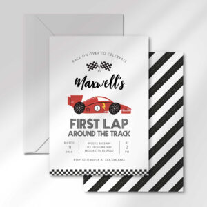 First Lap Around the Track Birthday Invitation