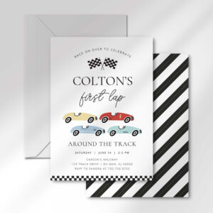 First Lap Around the Track Birthday Invitation