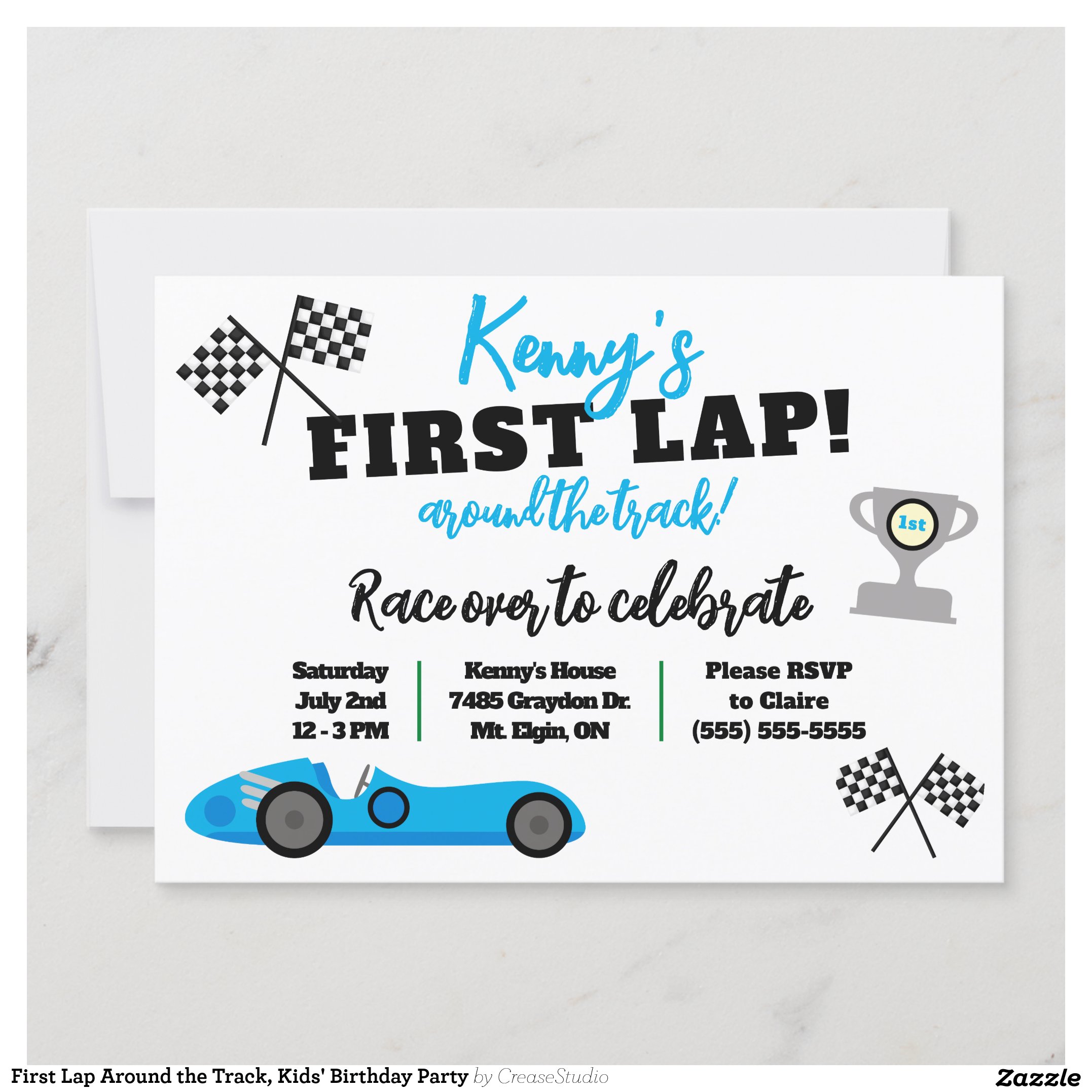 First Lap Around the Track, Kids' Birthday Party Invitation