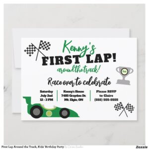 First Lap Around the Track, Kids' Birthday Party Invitation