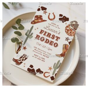 First rodeo 1st birthday Wild west cowboy Invitation