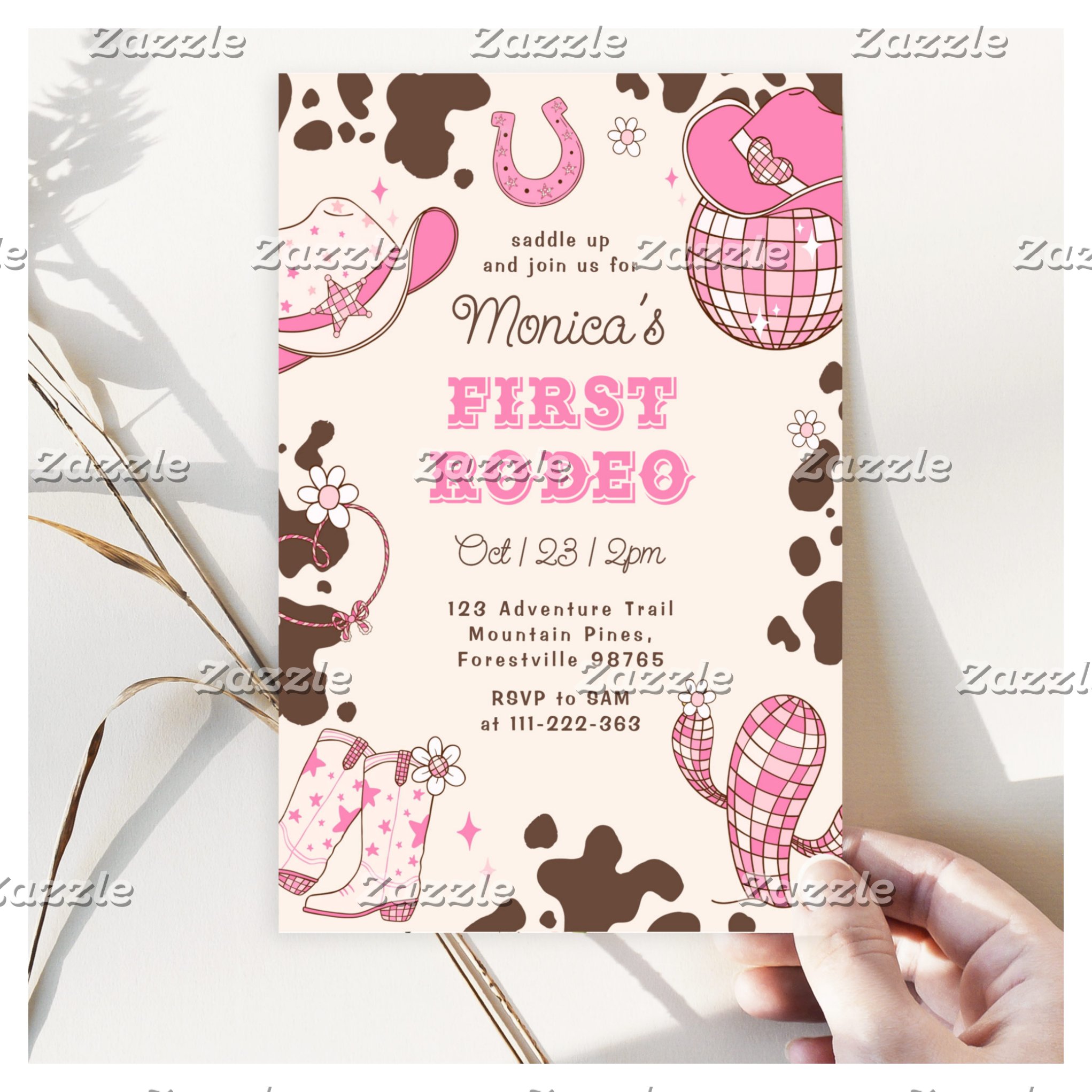 First rodeo 1st birthday wild West pink girl photo Invitation