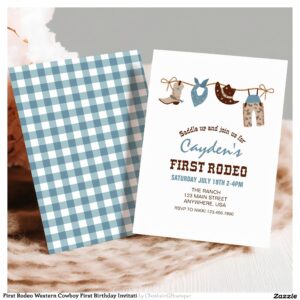First Rodeo Western Cowboy First Birthday Invitati Invitation