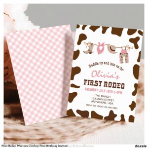 First Rodeo Western Cowboy First Birthday Invitati Invitation