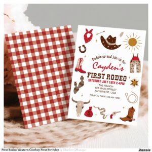 First Rodeo Western Cowboy First Birthday Invitation