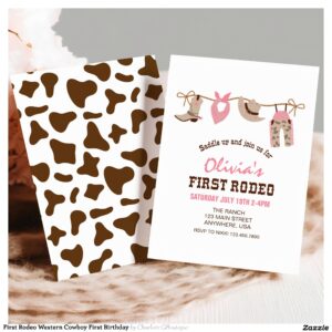 First Rodeo Western Cowboy First Birthday Invitation