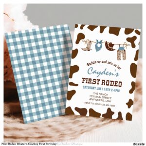 First Rodeo Western Cowboy First Birthday Invitation