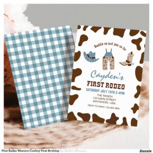 First Rodeo Western Cowboy First Birthday Invitation