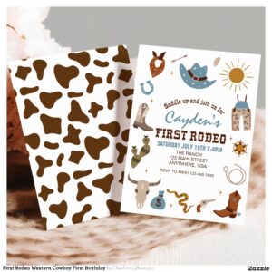 First Rodeo Western Cowboy First Birthday Invitation