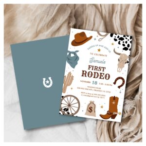 First Rodeo   Western Wild West Boy First Birthday Invitation