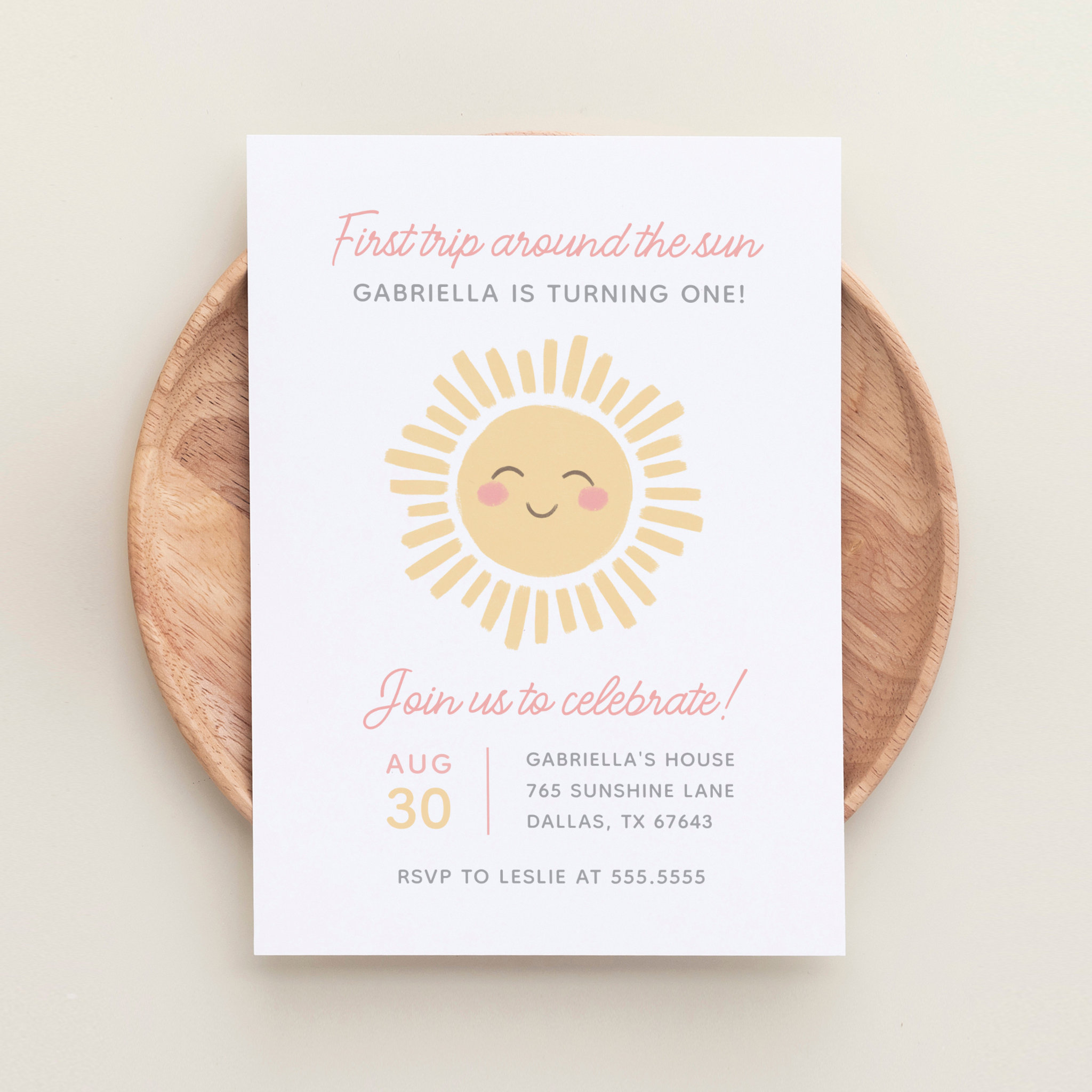 First Trip Around the Sun 1st Birthday Party Invitation