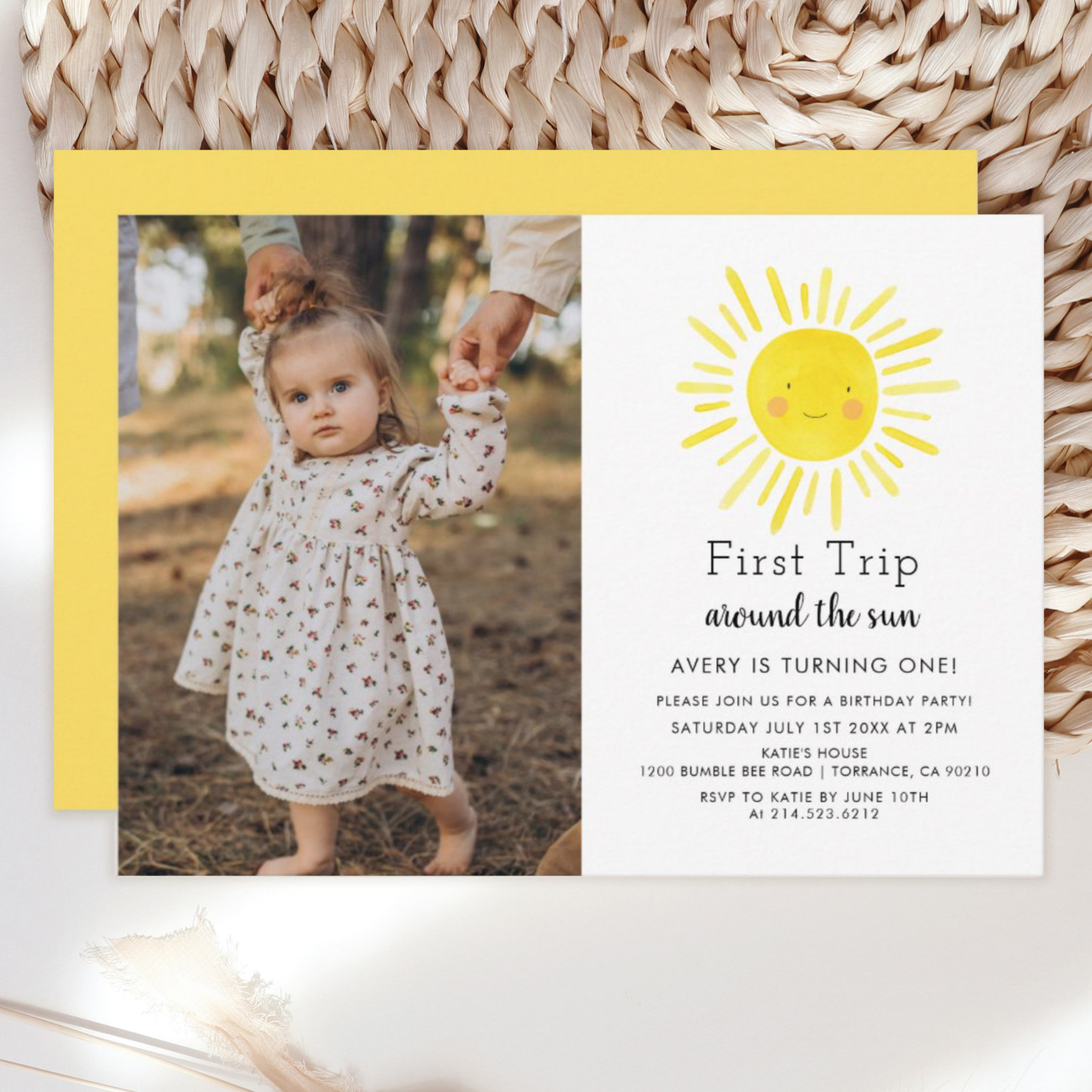 First Trip Around The Sun 1st Birthday Photo Invitation