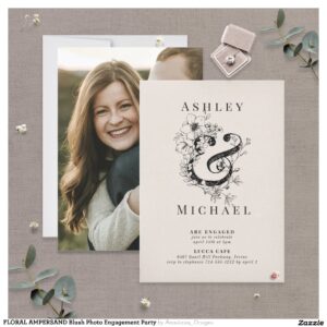 FLORAL AMPERSAND Blush Photo Engagement Party Invitation