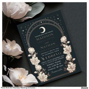 Floral Arch Art Nouveau Wedding Invitation Foil Invitation