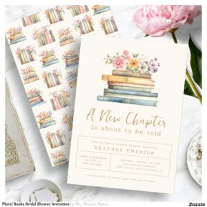 Floral Books Bridal Shower Invitation