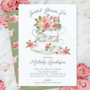 Floral China Tea Cup Bridal Shower Invitation