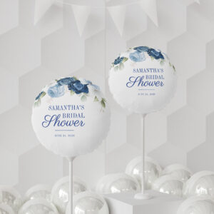 Floral Dusty Blue Botanical Bridal Shower Balloon