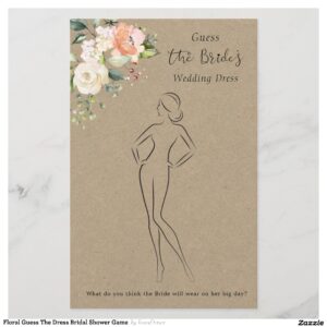 Floral Guess The Dress Bridal Shower Game  Stationery