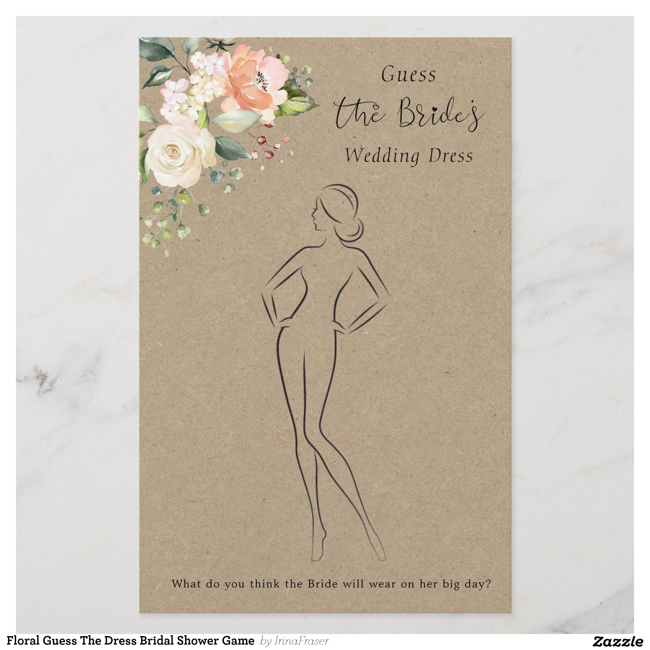 Floral Guess The Dress Bridal Shower Game  Stationery