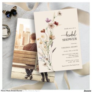 Floral Photo Bridal Shower Invitation