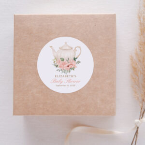 Floral Tea Party Baby Shower Classic Round Sticker