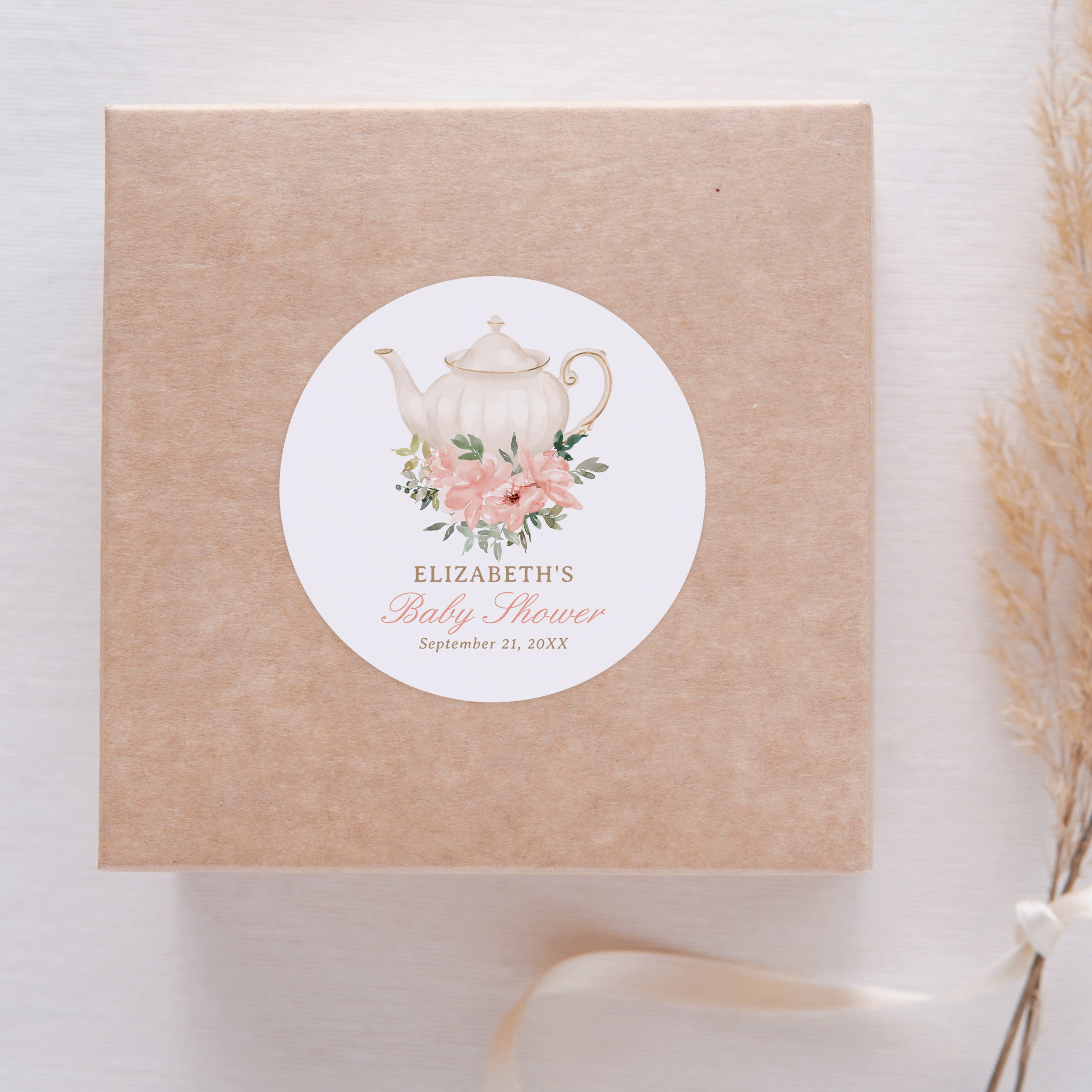 Floral Tea Party Baby Shower Classic Round Sticker