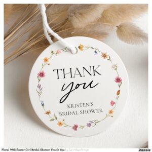 Floral Wildflower Girl Bridal Shower Thank You Favor Tags