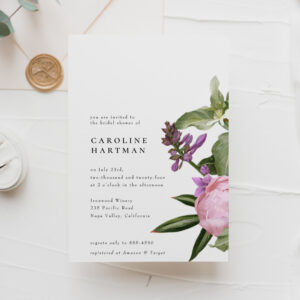 Flower Garden Pink Green Bridal Shower Invitation