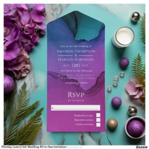 Flowing Luxury Ink Wedding All In One Invitation