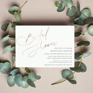 Foil Script   Simple Elegant Bridal Shower Foil Invitation