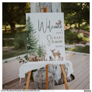 Forest Woodland Animals Welcome Baby Shower Foam Board