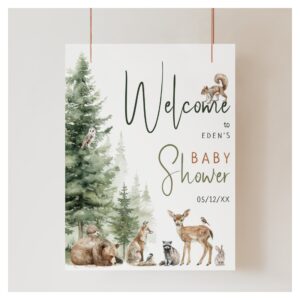 Forest Woodland Animals Welcome Baby Shower Sign