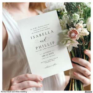 Formal black and white wedding invitation