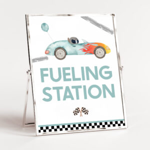 Fueling Station Race Car Birthday Party Sign