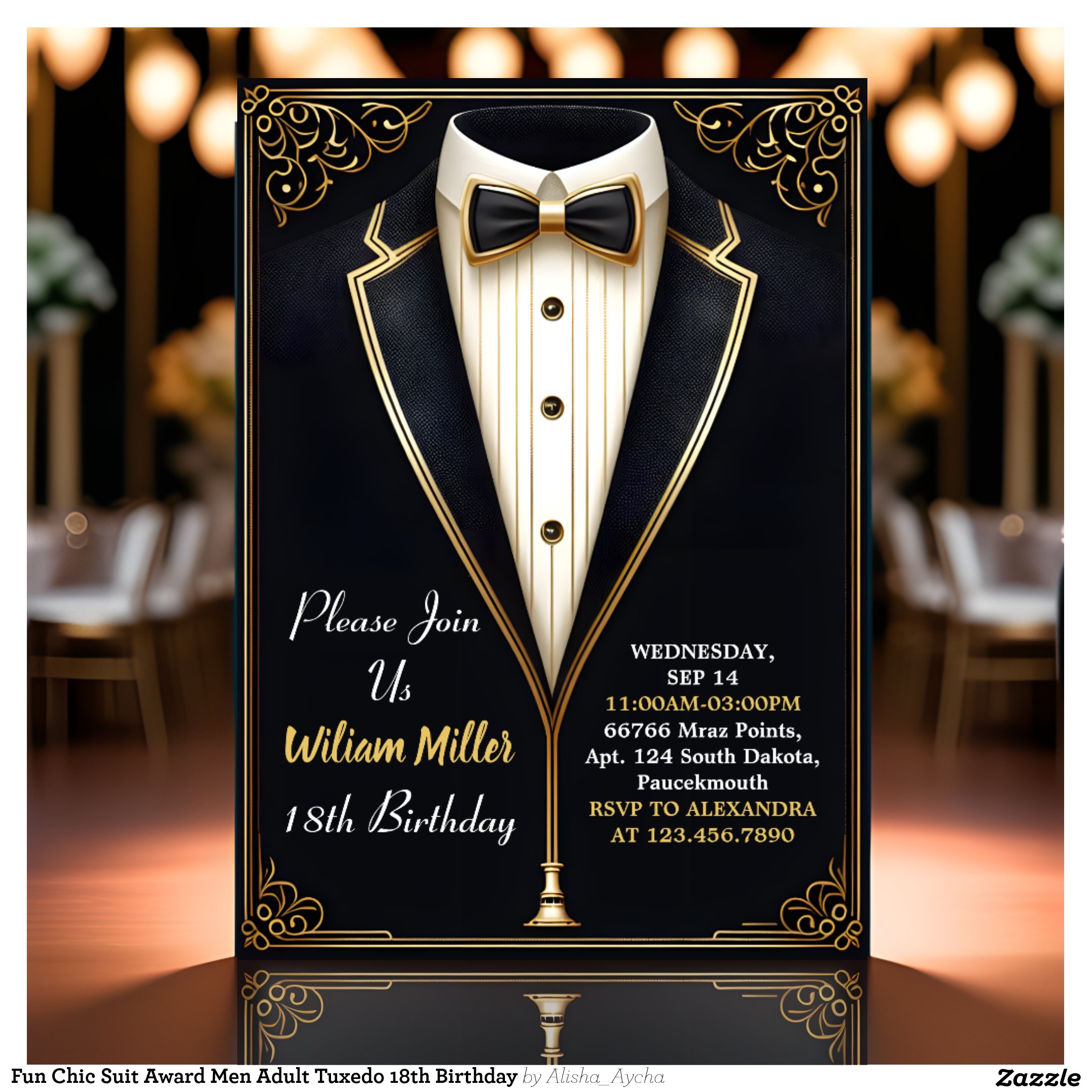 Fun Chic Suit Award Men Adult Tuxedo 18th Birthday Invitation