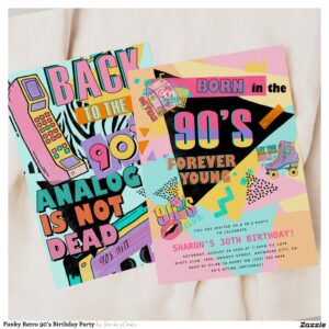 Funky Retro 90's Birthday Party Invitation