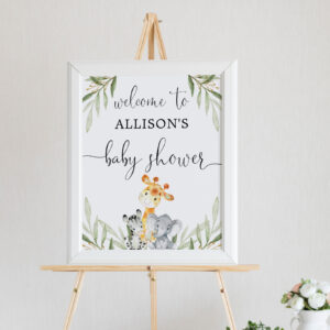 Gender neutral animals baby shower welcome sign