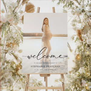 Gender Neutral Script Photo Baby Shower Welcome Foam Board