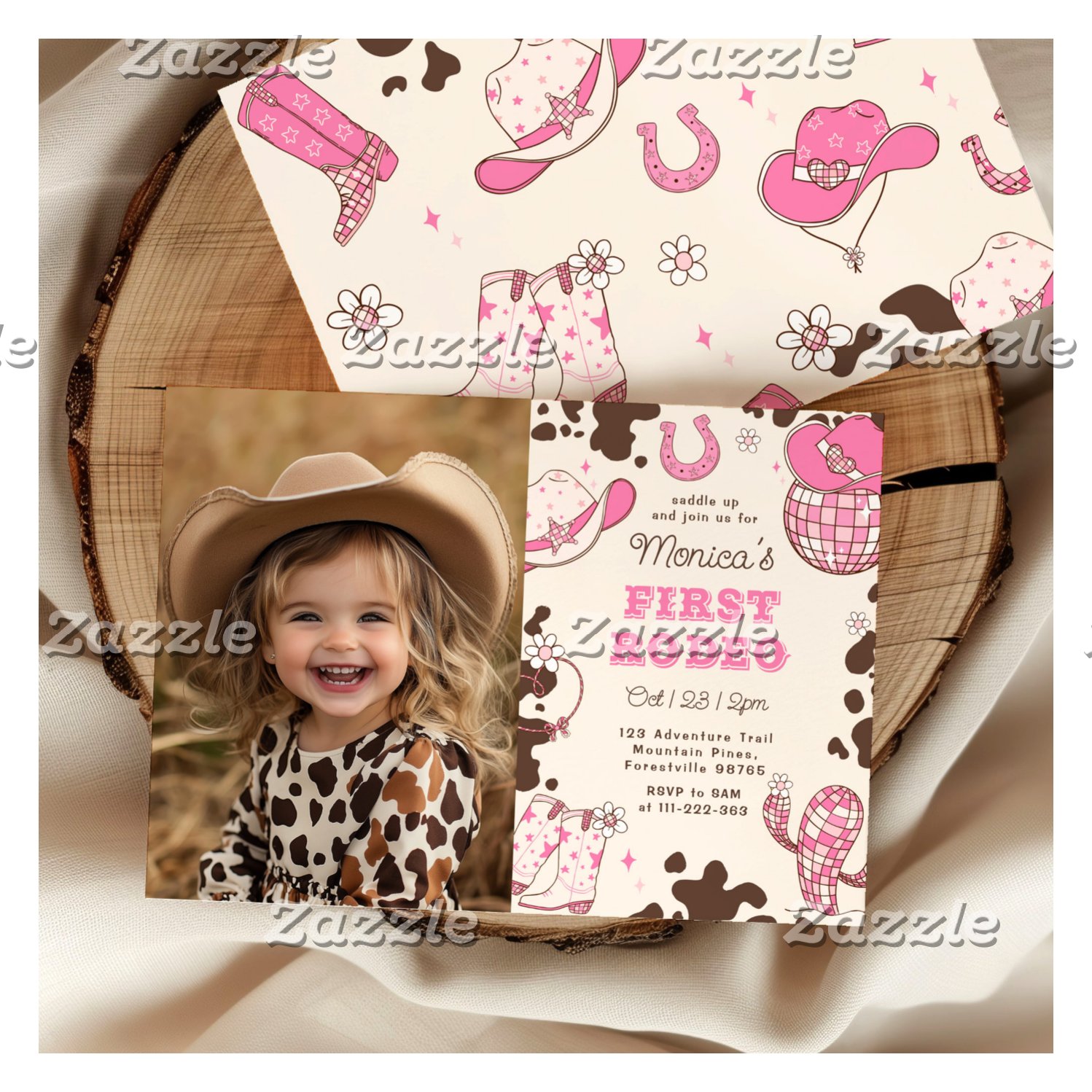 Girl First Rodeo 1st birthday party photo Invitation