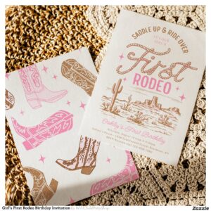 Girl's First Rodeo Birthday Invitation