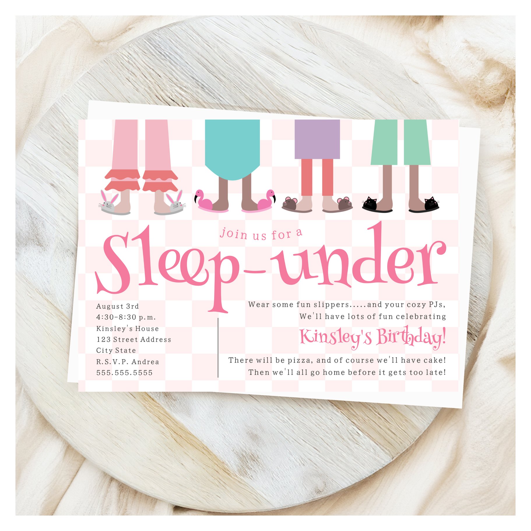 Girls Slumber Party Birthday Sleep Under Invitation