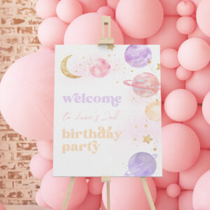 Girl's Space Party Welcome Sign
