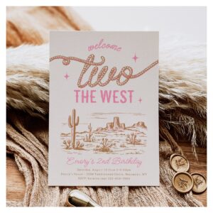 Girl's Western 2nd Birthday Invitation